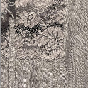 NWOT Frenchi Anthropologie Light Blue Grey Lace Knit Sweater Tie Neck image 6