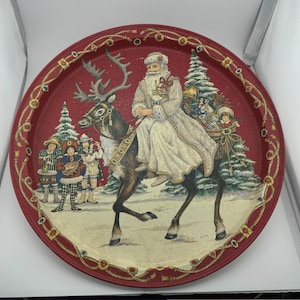 Vintage 90&#39;s Red Santa Nordic Tray Christmas Decor Wim Schimmer Winter