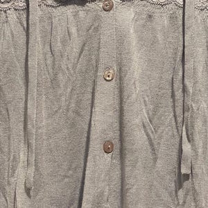 NWOT Frenchi Anthropologie Light Blue Grey Lace Knit Sweater Tie Neck image 5