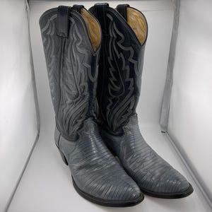 RARE Vintage Tecovas Justin Cowboy Boots Gray Lizard Skin‎ Grey 9D Style S 8357 RARE Vintage Tecovas Justin Cowboy Boots Gray Lizard Skin  main image 3