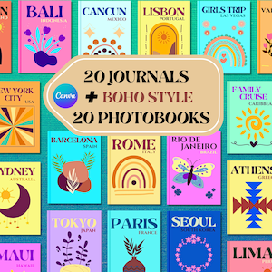 40 Travel Print Photo Books | Digital Book Journal | ebook Template | Journal Template | Digital Photo Album | Photobook Template | ebook