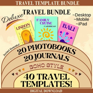 40 Travel Print Photo Books | Digital Book Journal | ebook Template | Journal Template | Digital Photo Album | Photobook Template | ebook
