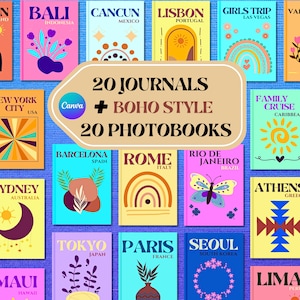 40 Travel Print Photo Books | Digital Book Journal | ebook Template | Journal Template | Digital Photo Album | Photobook Template | ebook