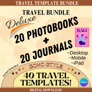 40 Travel Print Photo Books | Digital Book Journal | ebook Template | Journal Template | Digital Photo Album | Photobook Template | ebook