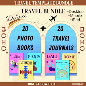 40 Travel Print Photo Books | Digital Book Journal | ebook Template | Journal Template | Digital Photo Album | Photobook Template | ebook