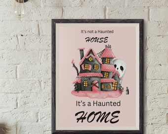 Pink and White Ghost Print, Wall Art, Ghost Decor, Halloween Poster, Halloween Print, Haunted House, Pink Aesthetic, Spooky Decor