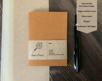 Inserti per quaderni da viaggio Passport Travelers Notebook con carta pergamena color cammello e copertine in similpelle - Diario di viaggio ricaricabile cucito a mano