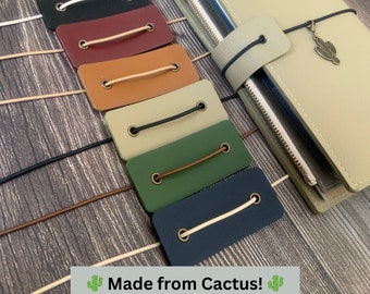 Bordure protectrice en cuir CACTUS pour carnet de notes / Porte-stylo / Sans animaux / Cuir végétalien / Style vintage / Fait main / Dessert / Voyage