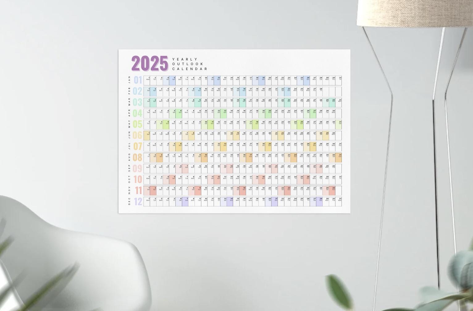 2025 Minimalist Wall Calendar | Printable Monthly Calendar | Wall ...