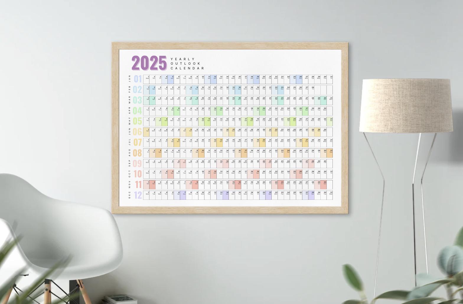 2025 Minimalist Wall Calendar | Printable Monthly Calendar | Wall ...