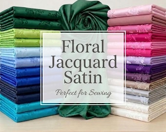 Tela de satén jacquard floral cortada a medida – Satén brocado, jacquard Isabella Rose, tela de brocado chino para vestidos, tapicería y disfraces.