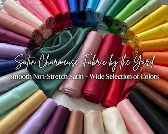 Satin Charmeuse Fabric by Yard – Smooth Non-Stretch Satin for Wedding Gowns, Lingerie, Dressmaking & Apparel