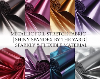 Tela elástica con estampado metálico cortada a medida – Poliéster y spandex brillante de 147/152 cm de ancho / Tela brillante para disfraces, ropa de baile, cosplay y manualidades