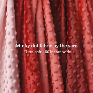 New Minky Fabric by the Yard – 4-Way Stretch Polka Dimple Dot in Biking Red, Coral, Strawberry Red, Burgundy, Dark Red– Ultra Soft Fabric