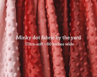 Neue Minky Stoff Masse – 4-Wege-Stretch Polka Dimple Dot in Rot, Koralle, Erdbeerrot, Burgund, Dunkelrot – Ultraweicher Stoff