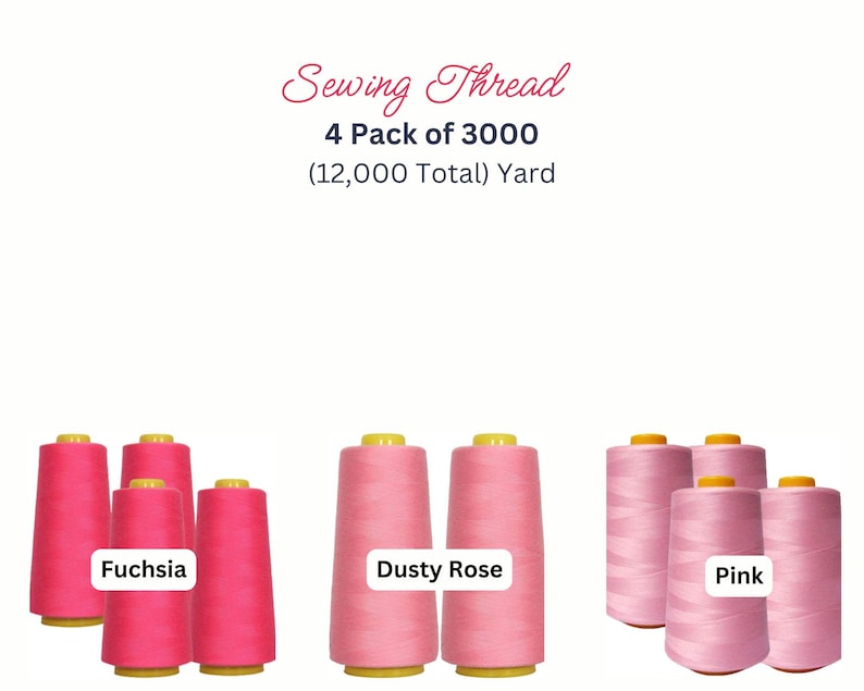 Fuchsia , dusty rose and pink Polyester Sewing Thread Cone