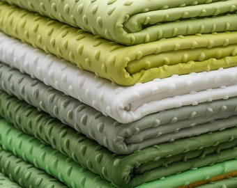 Minky Dot Fabric by yard–Soft Dimple Minky in Sage, Lime, Mint & Olive for Baby Blankets, Crafts and Stuffed Toys –Smooth Polka Dot Material