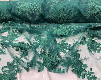 Designer Sequin Lace on Mesh Fabric – Bridal, Prom & Evening Wear Fabric by the Yard (VT-17)