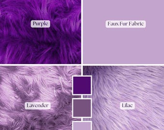 Tessuto in pelliccia sintetica viola tagliato su misura – Lavanda, Lilla e Viola Scuro – Pelliccia ispida per costumi, fursuit, artigianato e decorazioni