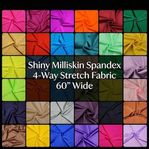 Tecido Milliskin Nylon Spandex Brilhante com 4 Elásticos – Por Metro | Perfeito para Roupas de Dança, Ginástica, Patinação e Trajes