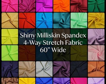 Shiny Milliskin Nylon Spandex 4-Way Stretch Fabric – By The Yard | Perfect for Dancewear, Gymnastics, Skating Costumes & Gowns