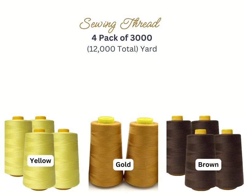 yellow, gold and brown Polyester Sewing Thread Cone