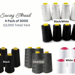 Black , charcoal , white Polyester Sewing Thread Cone