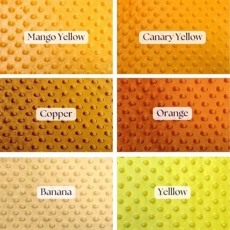 Minky Dimple Dot Fabric by the Yard – Soft & Stretchy Plush Fabric in Yellow, Copper, Orange, Banana, Mango Yellow and Canary Yellow