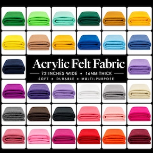 Premium Acrylic Felt Fabric – 72” Wide, 1.6mm Thick, Sold by The Yard for Crafting & Sewing