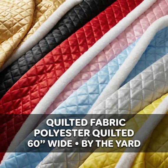 Pre Quilted Fabric by the Yard, Polyester Quilted Lining 60 Inch Wide, Quilted Material for Jackets, Vests, Coats & Blankets