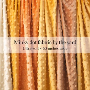 Minky Dimple Dot Stoff - Weicher, dehnbarer Plüschstoff in Gelb, Kupfer, Orange, Banane, Mangogelb und Kanariengelb