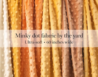 Minky Dimple Dot Stoff - Weicher, dehnbarer Plüschstoff in Gelb, Kupfer, Orange, Banane, Mangogelb und Kanariengelb