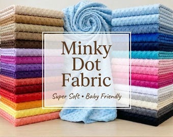 Minky Dot Fleece Fabric by the Yard – Soft Plush Minkee Fabric with Dimple Dots for Blankets, Baby Blankets, Pillow Covers & More