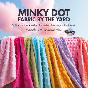 Minky Dot Stoff Schüttgut - Weicher Minky Stoff mit Grübchen für Babydecken, Kunsthandwerk und Stofftiere - Glattes Minky Polka Dot Material