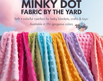 Minky Dot Fabric by the Yard - Soft Dimple Minky for Baby Blankets, Crafts, and Stuffed Toys - Smooth Minky Polka Dot Material