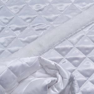 Pre Quilted Fabric by the Yard, Polyester Quilted Lining 60 Inch Wide, Quilted Material for Jackets, Vests, Coats & Blankets White