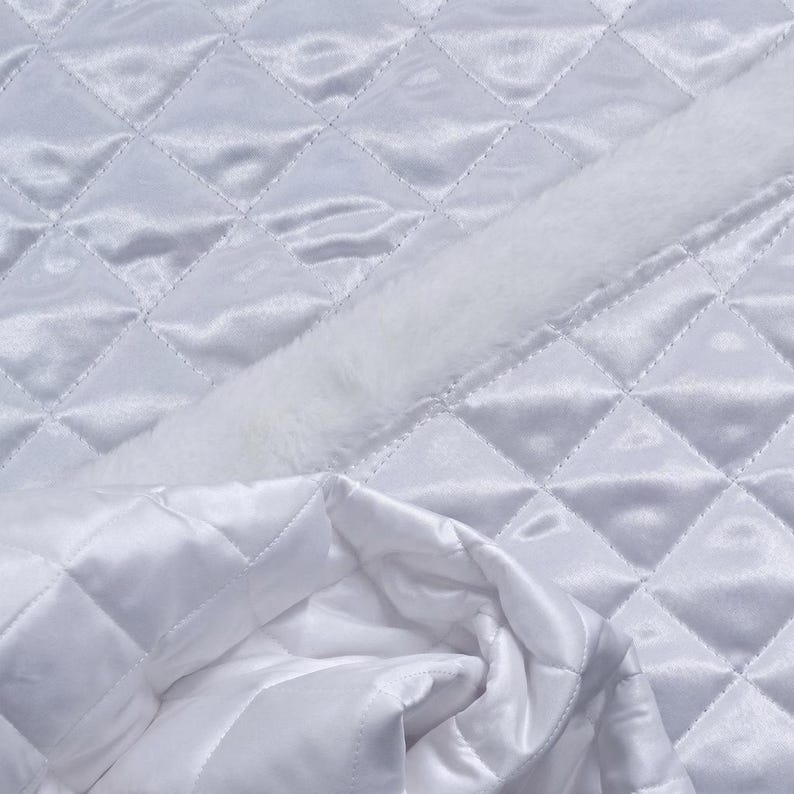 Pre Quilted Fabric by the Yard, Polyester Quilted Lining 60 Inch Wide, Quilted Material for Jackets, Vests, Coats & Blankets White