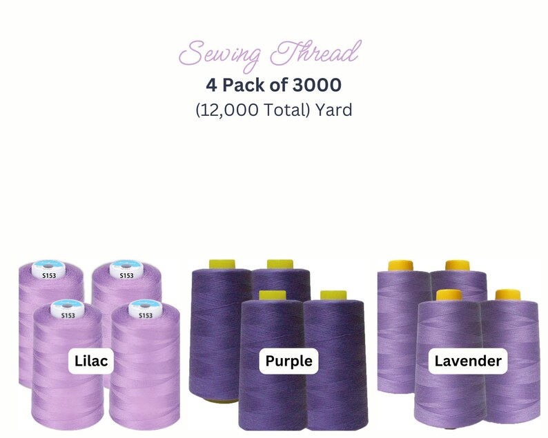 Lilac, purple and lavender Polyester Sewing Thread Cone
