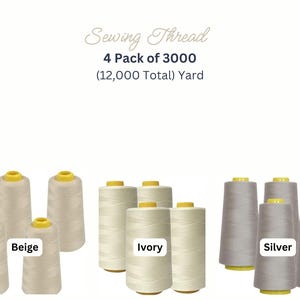beige, ivory and silver Polyester Sewing Thread Cone
