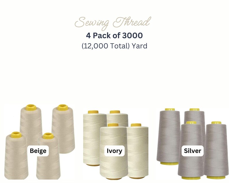 beige, ivory and silver Polyester Sewing Thread Cone