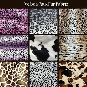 Animal Print Velboa Faux Fur Fabric | 60" Wide | Cow, Tiger, Leopard, Giraffe & dalmation dog by the Yard