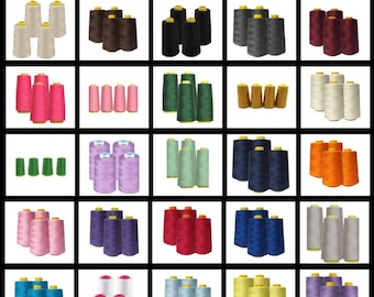 Sewing Thread 4-Pack by Fabric Collections Inc. – 12,000 Yards of Premium 100% Spun Polyester Cones