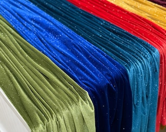Tecido de malha lurex com glitter brilhante, vendido por metro – 152 cm de largura, elastano elástico com base de espuma para vestidos, fantasias e decoração de festas.