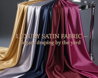 Stretch Charmeuse Satin Fabric by the Yard – 60” Wide Silky Smooth Satin for Wedding, Dressmaking, Clothing & Decoration
