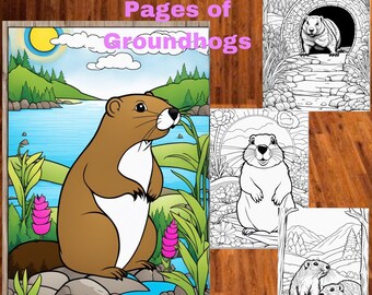 12 Coloring Pages of Groundhogs