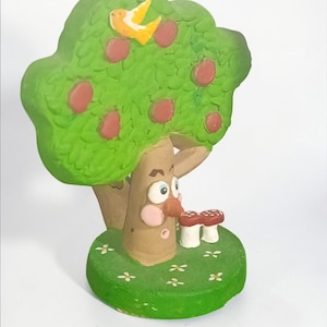 Silbato de terracota coleccionable artesanal "ÁRBOL DE LA VIDA" hecho y pintado a mano pieza única, fechado en 1994