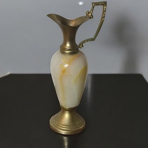 Amphora in pure onyx and alabaster bronze, true 70s vintage