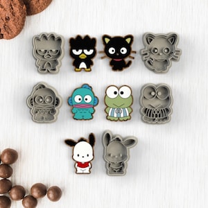 Emporte-pièce à l'emporte-pièce Chat et amis Kawaii – Adorables ustensiles de cuisine d'inspiration japonaise | Kitty Kitte and Friends, partie 2 | Coupe-biscuits