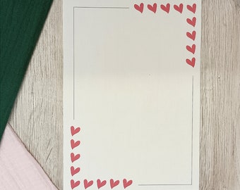 Briefpapier mit Herzen, Briefpapier DIN A5 mit Herzen, 20 Stück Briefpapier inkl. weiße Umschläge, Briefpapierset Liebe