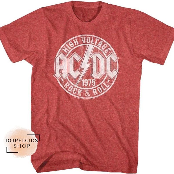 ACDC Band Unisex Shirt, High Voltage ACDC Band Tshirt, Fullsize 1975 Rock Roll Tshirt, ACDC 1973 Anniversary Shirt, Rock Band Gift
